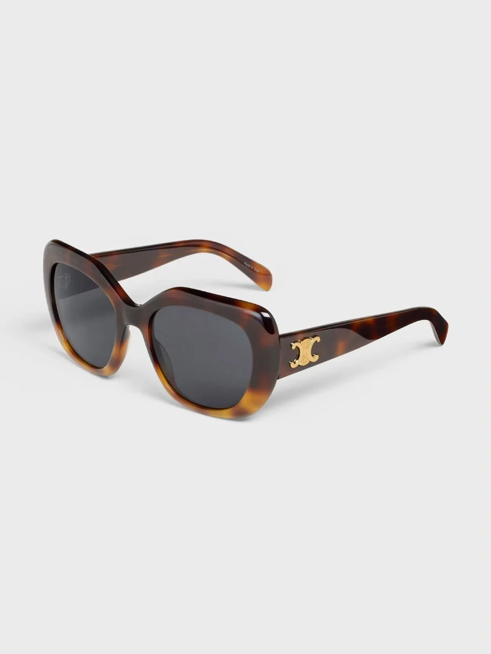 CelineTortoiseshell Square Frame Sunglasses with Gold Accent